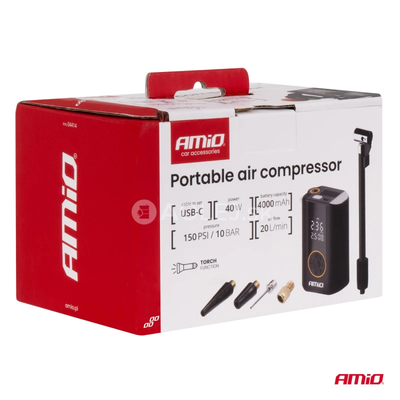 Bezdr&ocirc;tov&yacute; vzduchov&yacute; kompresor LED 40W USB-C ACOMP-25 AMiO-04414