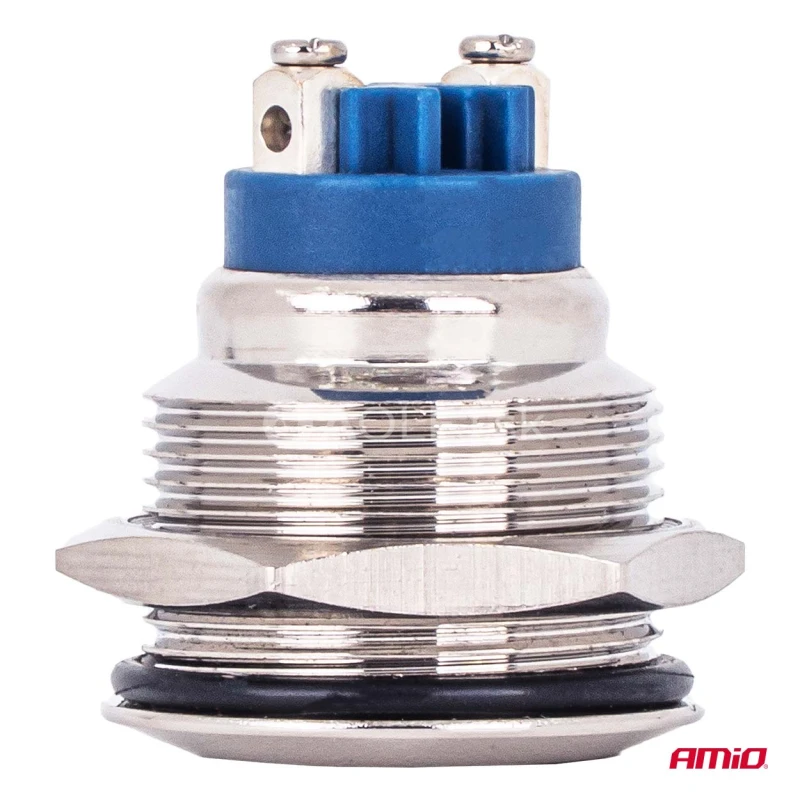Prep&iacute;nač ploch&yacute; oceľov&yacute; ON/OFF 19mm 5A 12/230V AMiO-04474