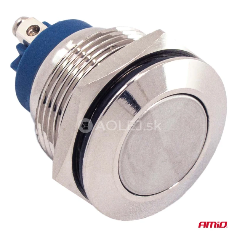 Prep&iacute;nač ploch&yacute; oceľov&yacute; ON/OFF 19mm 5A 12/230V AMiO-04474