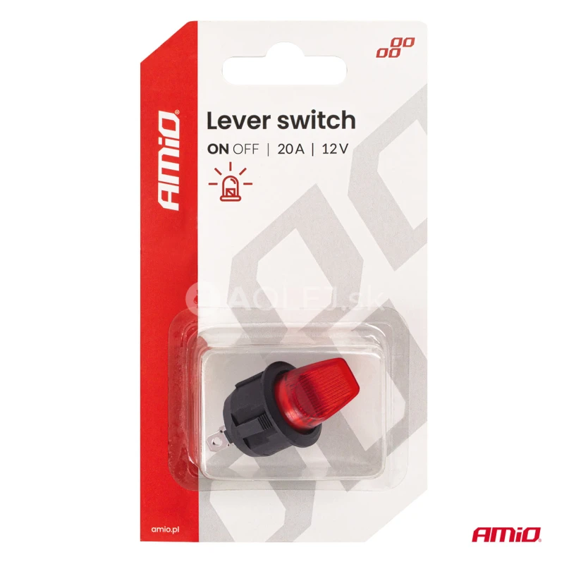 Prep&iacute;nač s červen&yacute;m podsvieten&iacute;m 20A 12V AMiO-04438