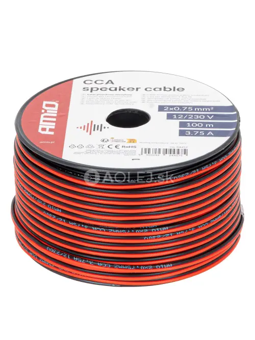 Vodič reproduktora dvojžilov&yacute; CCA 2x0.75mm2 100m 3.75A AMiO-04457