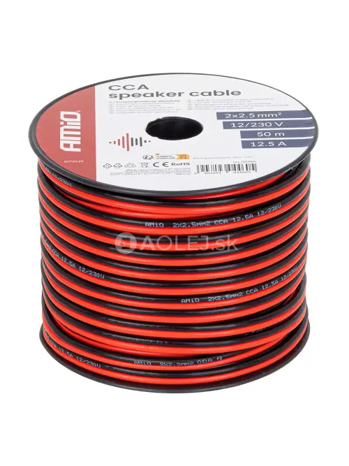 Vodič reproduktora dvojžilov&yacute; CCA 2x2.5mm2 50m 12.5A AMiO-04460