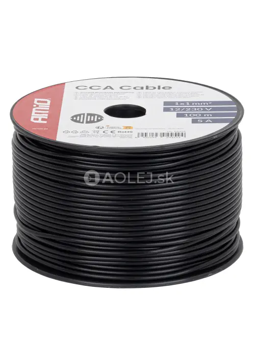 Vodič reproduktora jednožilov&yacute; CCA 1x1mm2 100m 5A 12/230V AMiO-04454