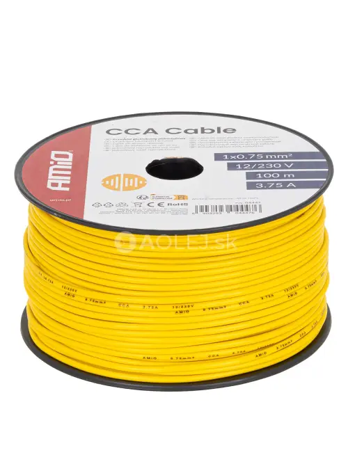 Vodič reproduktora jednožilov&yacute; CCA 1x0.75mm2 100m 3.75A 12/230V AMiO-04447