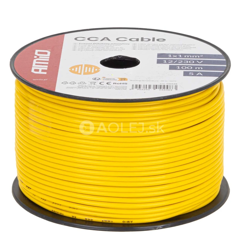 Vodič reproduktora jednožilov&yacute; CCA 1x1mm2 100m 5A 12/230V AMiO-04448