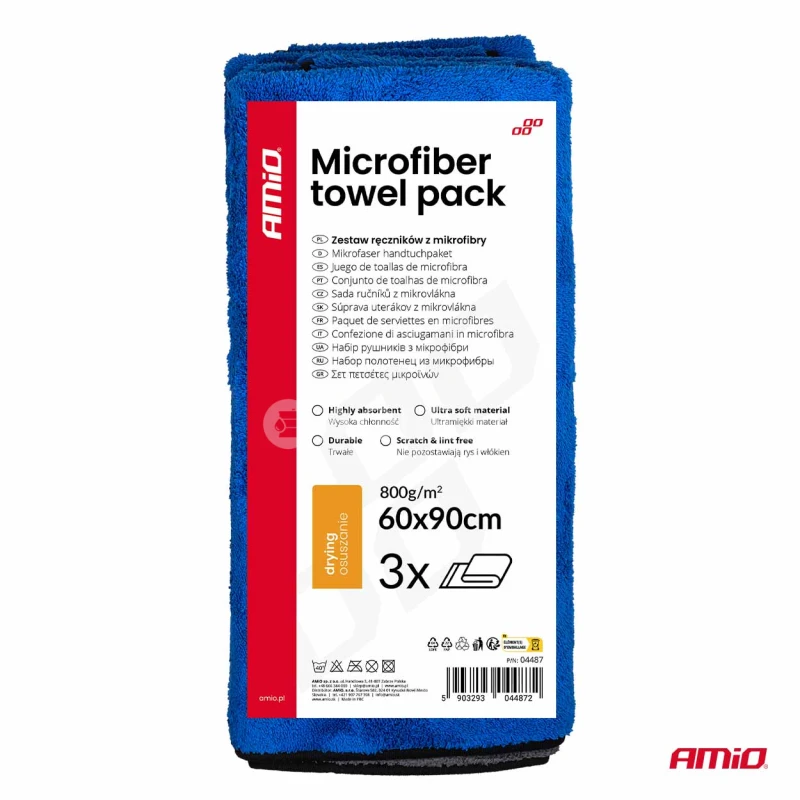 Sada utierok z mikrovl&aacute;kna 800gsm 60x90cm 3ks AMiO-04487