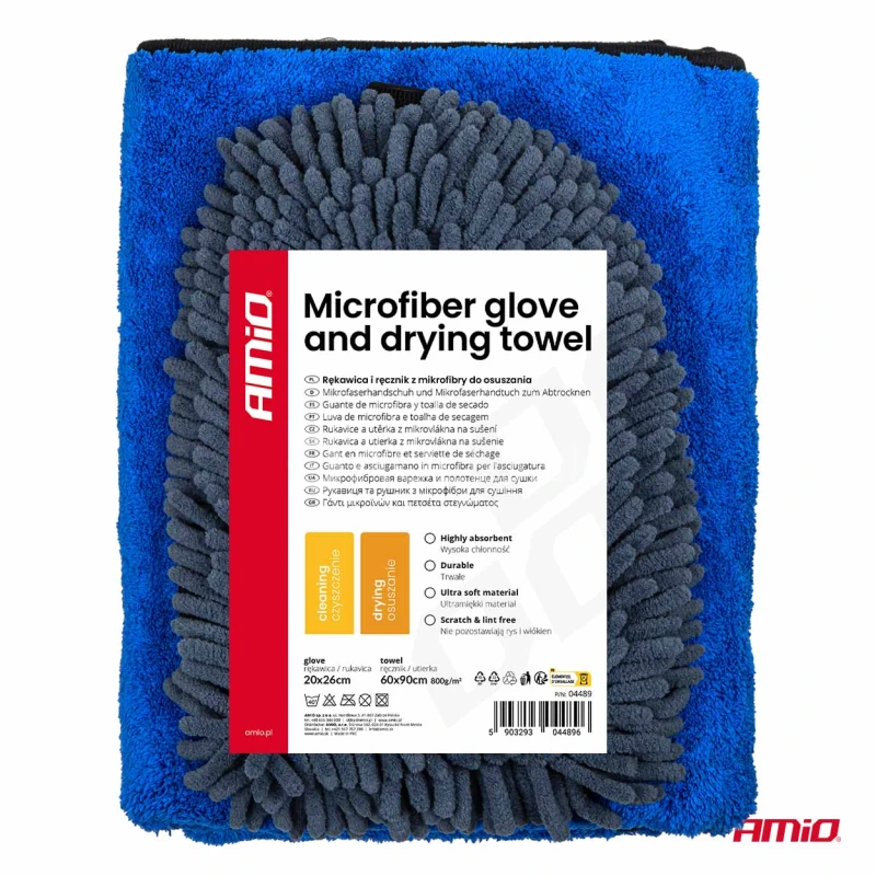 Rukavica a utierka na su&scaron;enie z mikrovl&aacute;kna 94/800gsm 20x26/60x90xcm AMiO-04489