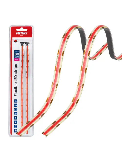 LED p&aacute;siky COB do auta ružov&aacute; 2x30 cm 12 V AMiO-04570