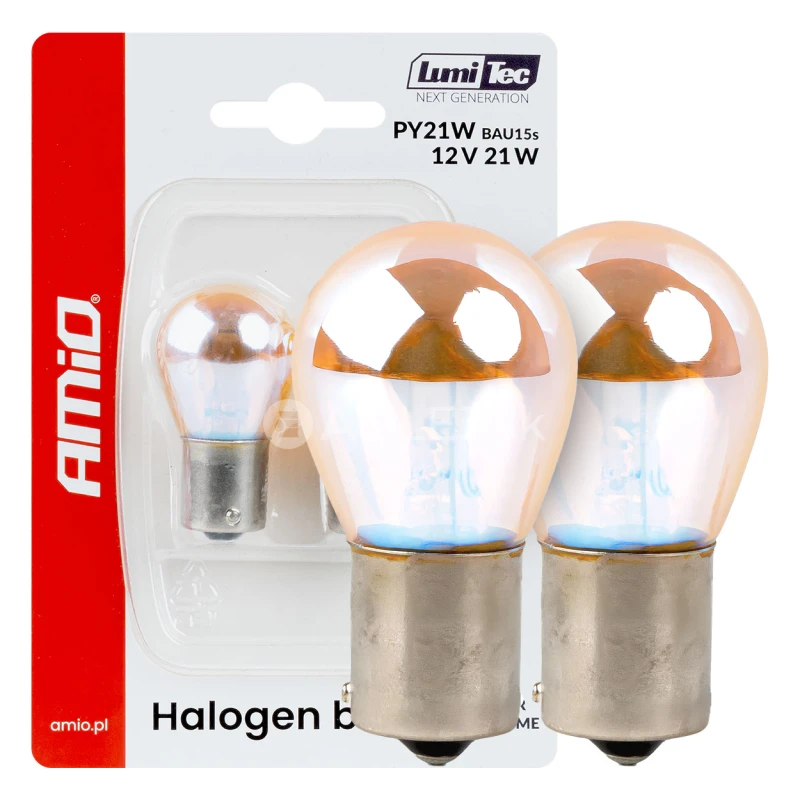 Halog&eacute;nov&eacute; žiarovky PY21W 12V21W BAU15S LumiTec AMBER CHROME 2ks AMiO-04627