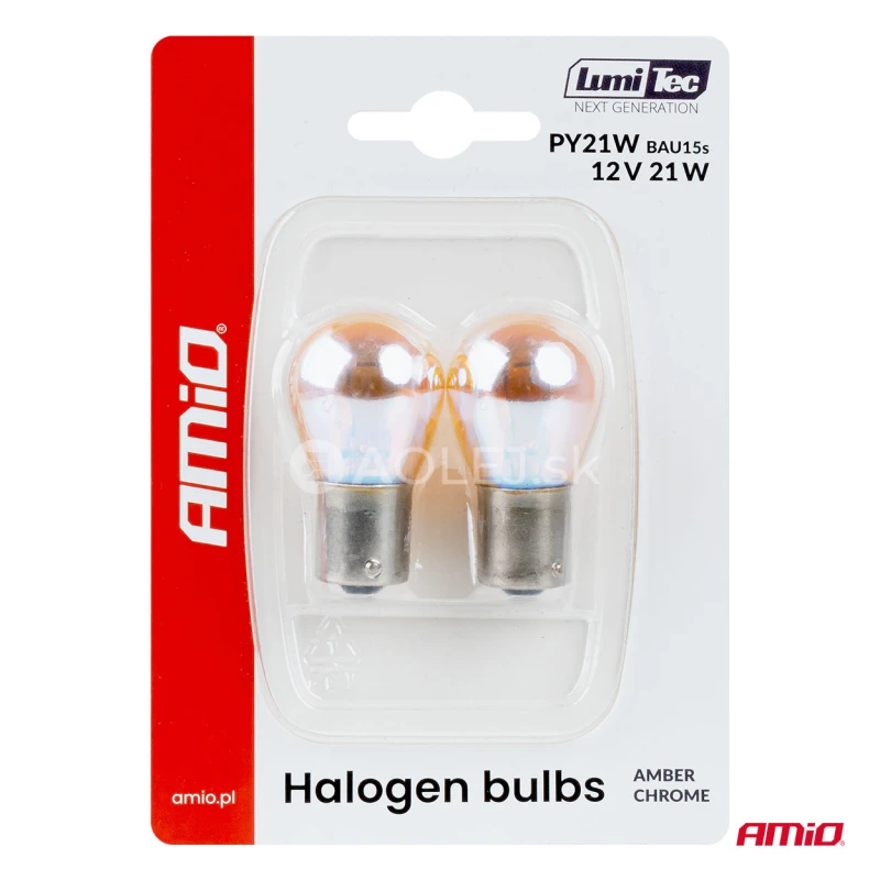 Halog&eacute;nov&eacute; žiarovky PY21W 12V21W BAU15S LumiTec AMBER CHROME 2ks AMiO-04627
