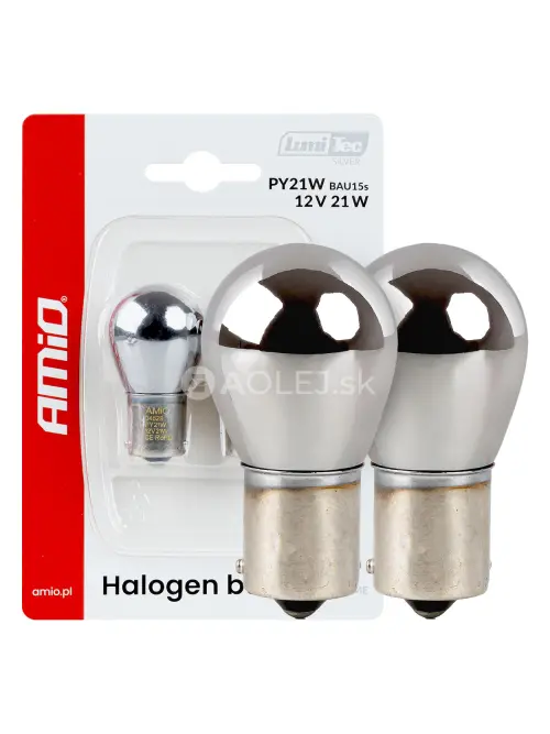 Halog&eacute;nov&eacute; žiarovky PY21W 12V21W BAU15S LumiTec CHROME 2ks AMiO-04629 =