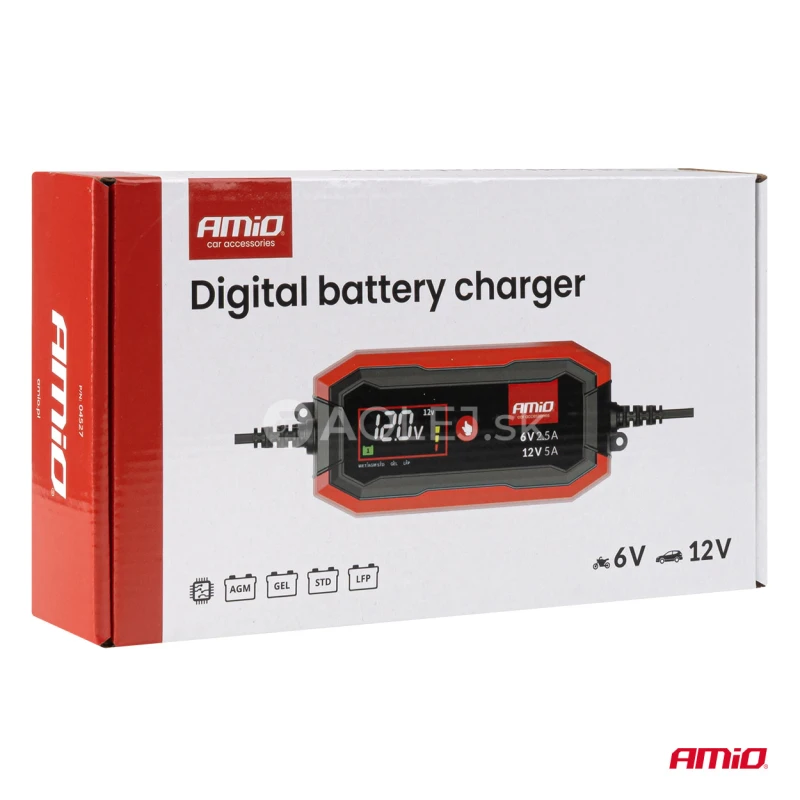 Nab&iacute;jačka digit&aacute;lna AGM GEL STD LiFePo4 MAX 5A 6/12V PRO AMiO-04527