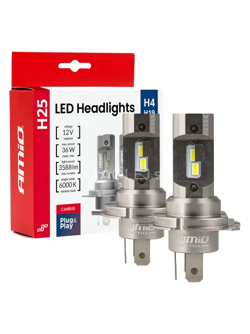 LED žiarovky hlavn&eacute;ho svietenia S&eacute;ria H25 CANBUS H4 H19 12V 36W AMIO-04711