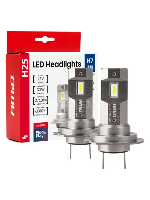 LED žiarovky hlavn&eacute;ho svietenia S&eacute;ria H25 CANBUS H7 H18 12V 30W AMIO-04712