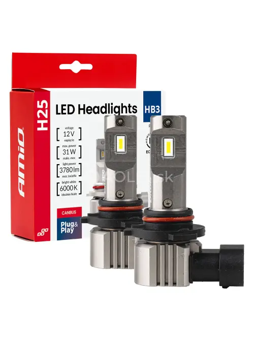 LED žiarovky hlavn&eacute;ho svietenia S&eacute;ria H25 CANBUS HB3 9005 12V 31W AMIO-04714