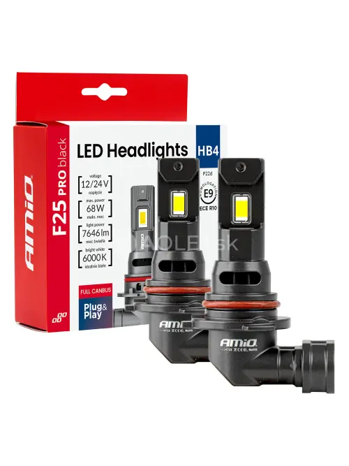 LED žiarovky hlavn&eacute;ho svietenia S&eacute;ria F25 PRO BLACK FULL CANBUS HB4 68W 12V 24V AMIO-04723