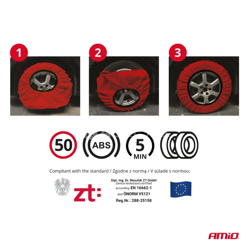 Textiln&eacute; snehov&eacute; reťaze 3D S EN16662-1 &Ouml;norm V5121 2 ks AMIO-04507