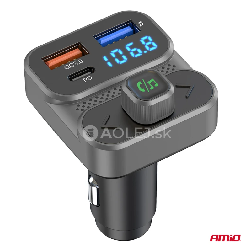 FM transmitter 2&times;USB-A 1&times;USB 12V 24V AMIO-04649