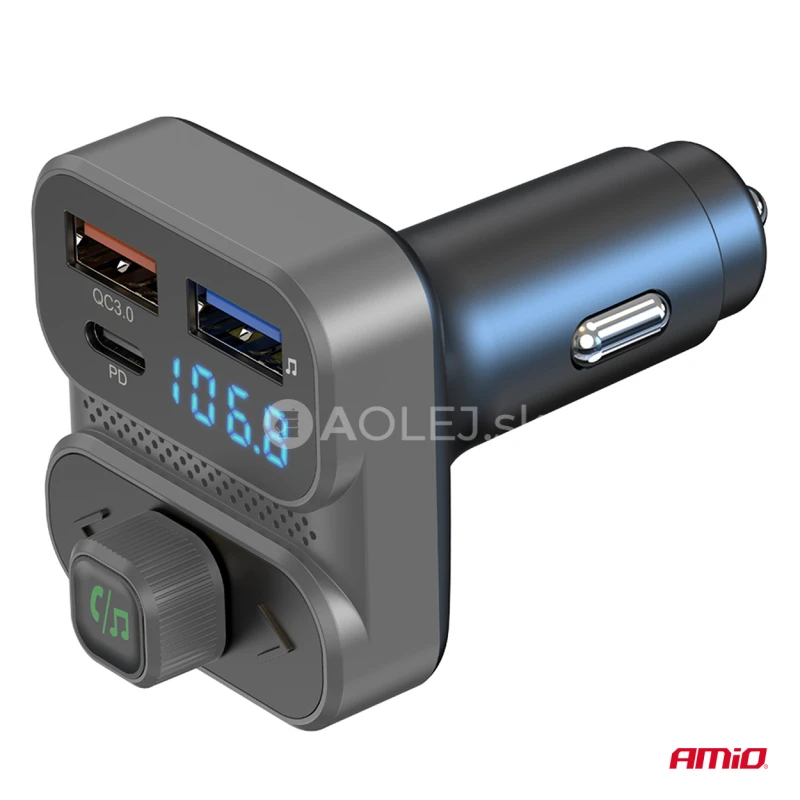 FM transmitter 2&times;USB-A 1&times;USB 12V 24V AMIO-04649