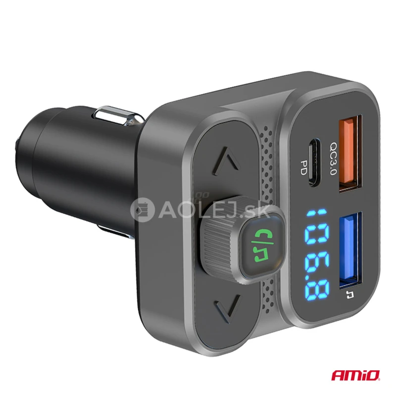 FM transmitter 2&times;USB-A 1&times;USB 12V 24V AMIO-04649