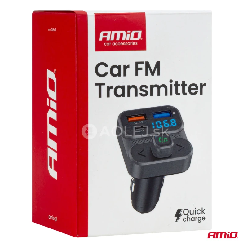 FM transmitter 2&times;USB-A 1&times;USB 12V 24V AMIO-04649
