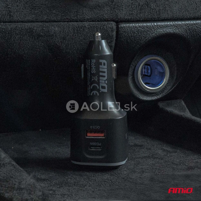 FM transmitter 1&times;USB-A 2&times;USB-C 12/24V AMiO-04651