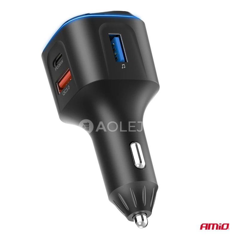 FM transmitter 1&times;USB-A 2&times;USB-C 12/24V AMiO-04651