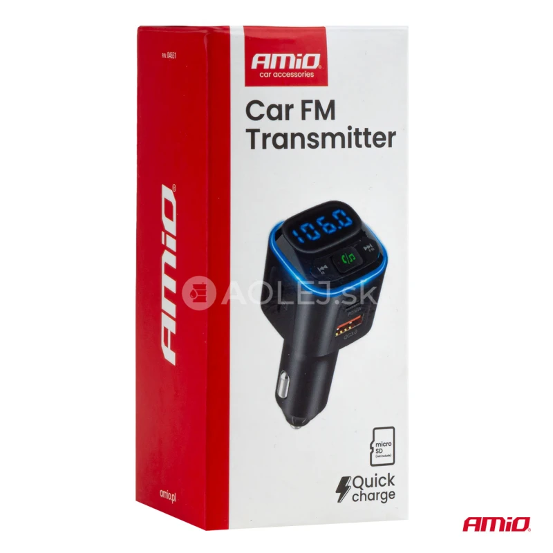 FM transmitter 1&times;USB-A 2&times;USB-C 12/24V AMiO-04651