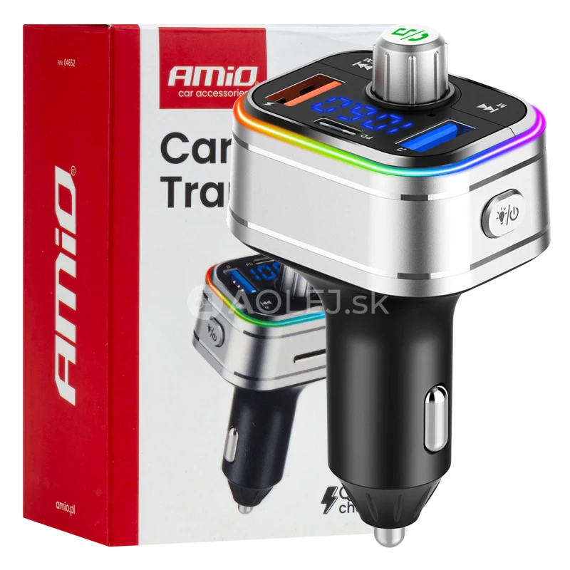 FM transmitter 1&times;USB-C microSD 12V 24V AMiO-04652