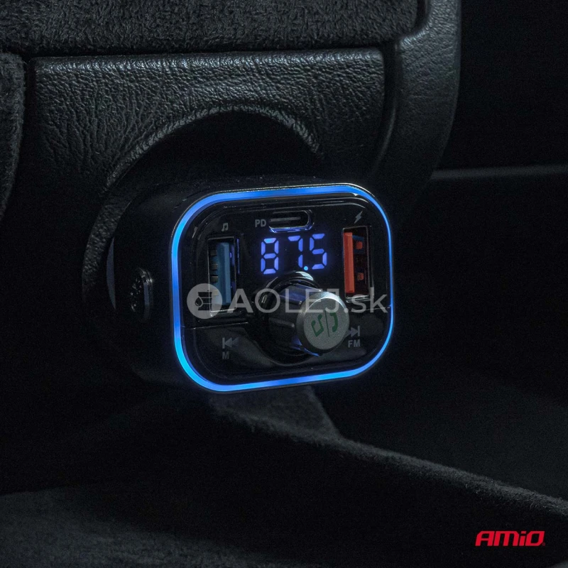 FM transmitter 1&times;USB-C microSD 12V 24V AMiO-04652