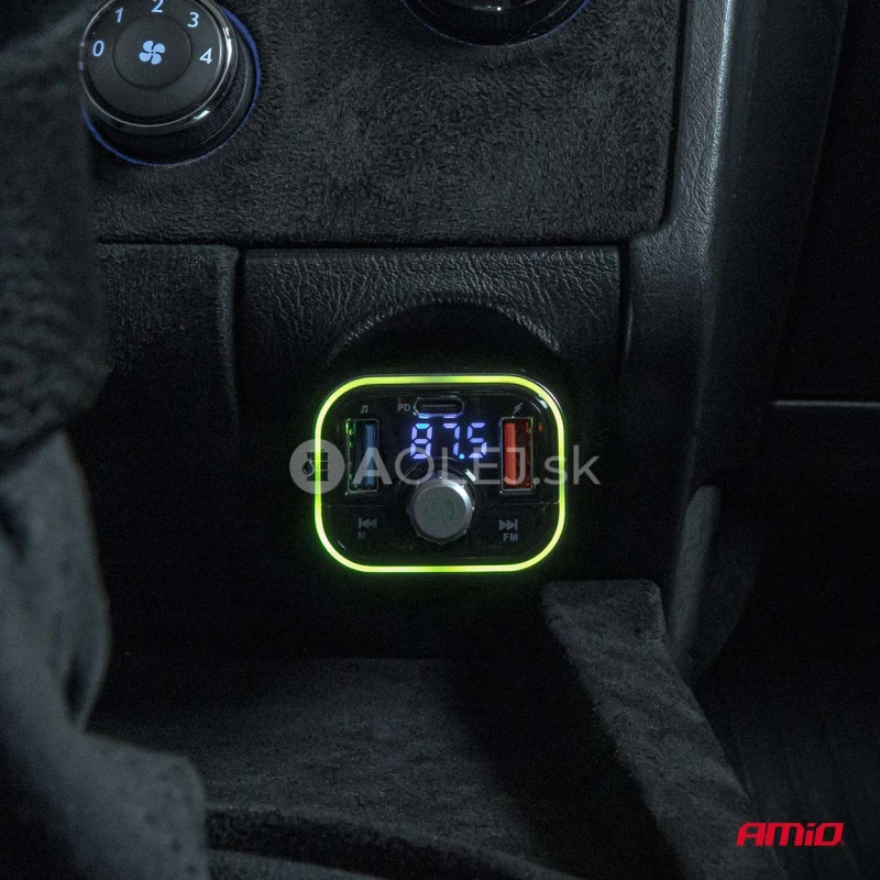FM transmitter 1&times;USB-C microSD 12V 24V AMiO-04652