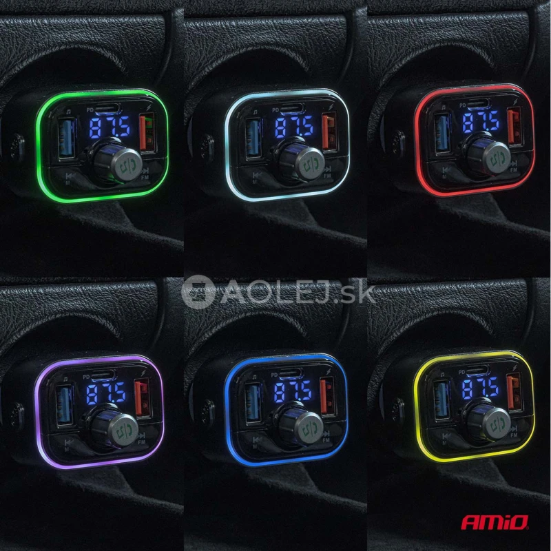 FM transmitter 1&times;USB-C microSD 12V 24V AMiO-04652