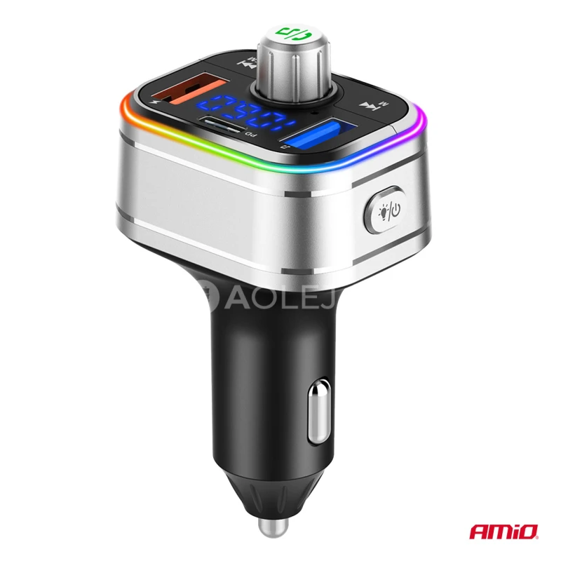 FM transmitter 1&times;USB-C microSD 12V 24V AMiO-04652