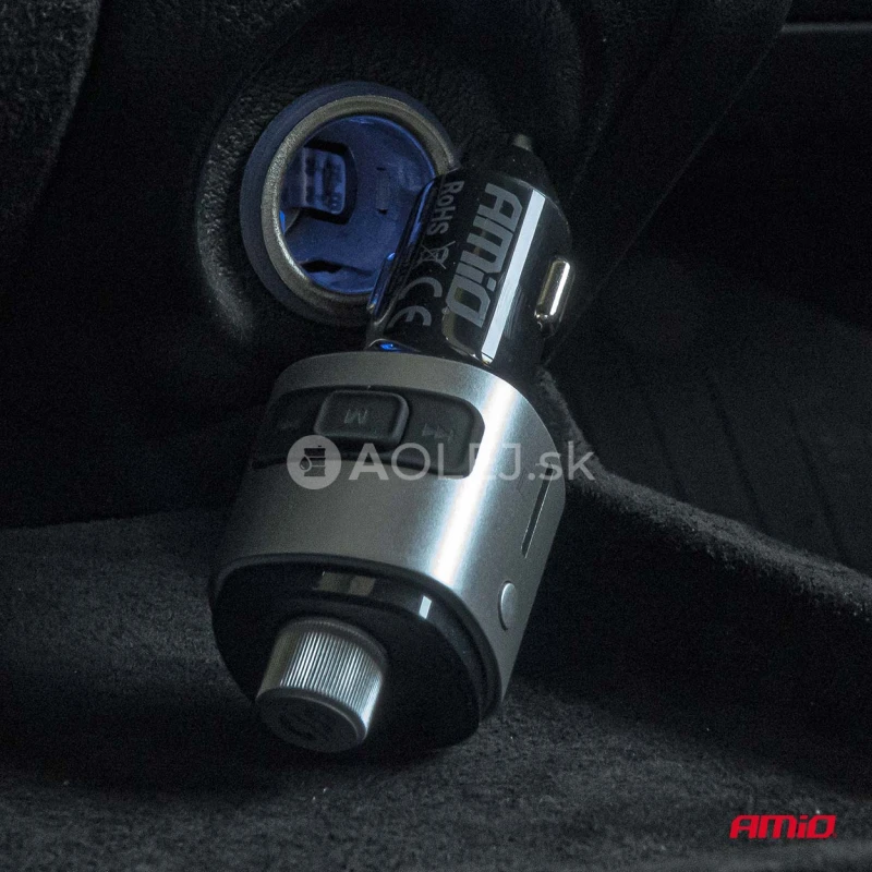 FM transmitter 2&times;USB-A microSD 12/24V AMiO-04654