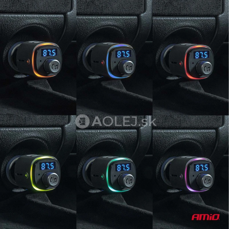 FM transmitter 2&times;USB-A microSD 12/24V AMiO-04654