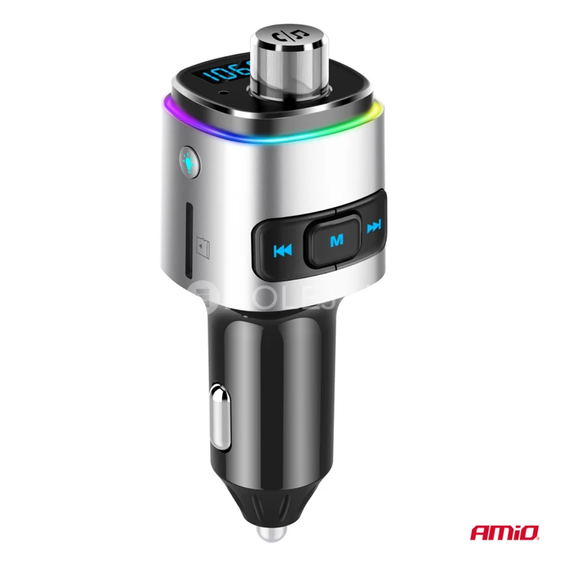 FM transmitter 2&times;USB-A microSD 12/24V AMiO-04654