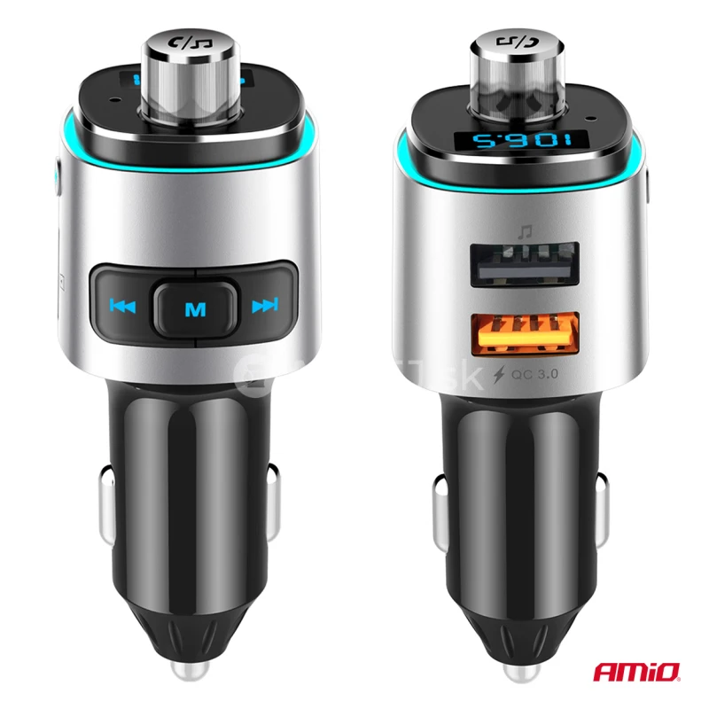 FM transmitter 2&times;USB-A microSD 12/24V AMiO-04654