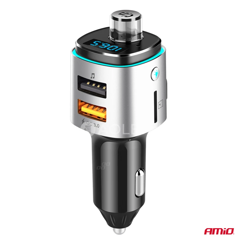 FM transmitter 2&times;USB-A microSD 12/24V AMiO-04654