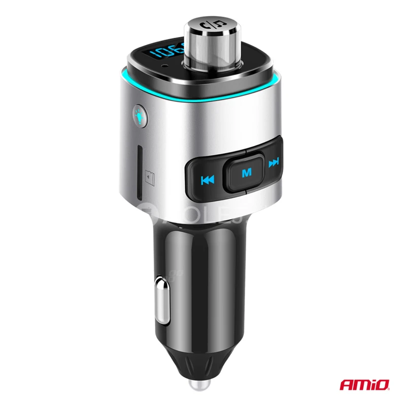 FM transmitter 2&times;USB-A microSD 12/24V AMiO-04654