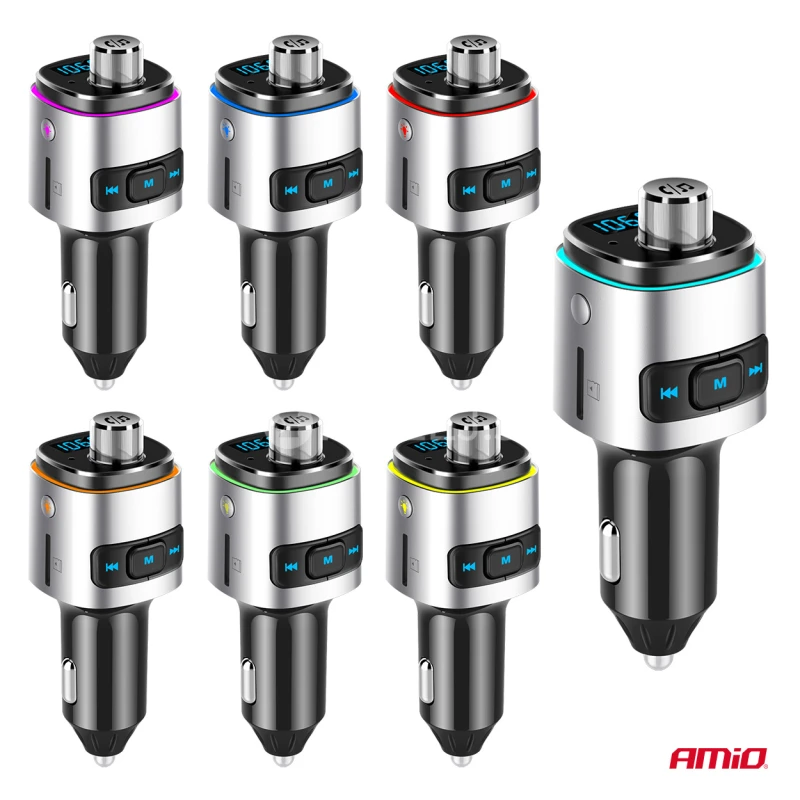 FM transmitter 2&times;USB-A microSD 12/24V AMiO-04654