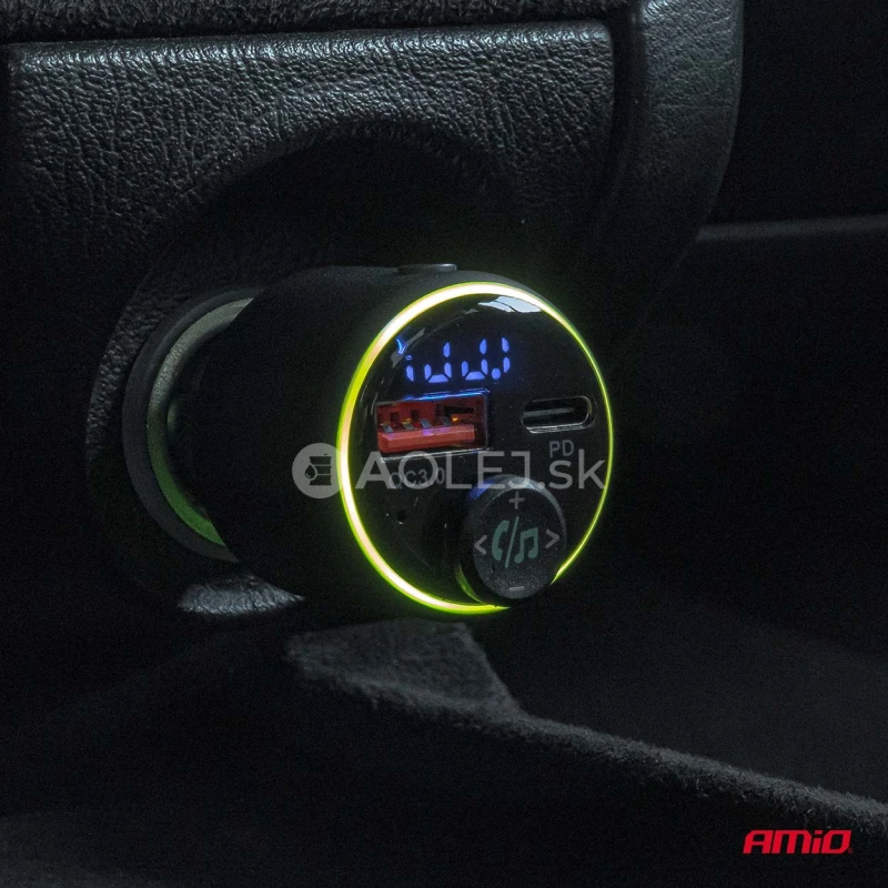 FM transmitter 1&times;USB-A 1&times;USB-C 12/24V AMiO-04655