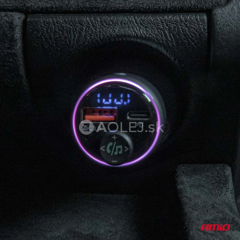 FM transmitter 1&times;USB-A 1&times;USB-C 12/24V AMiO-04655