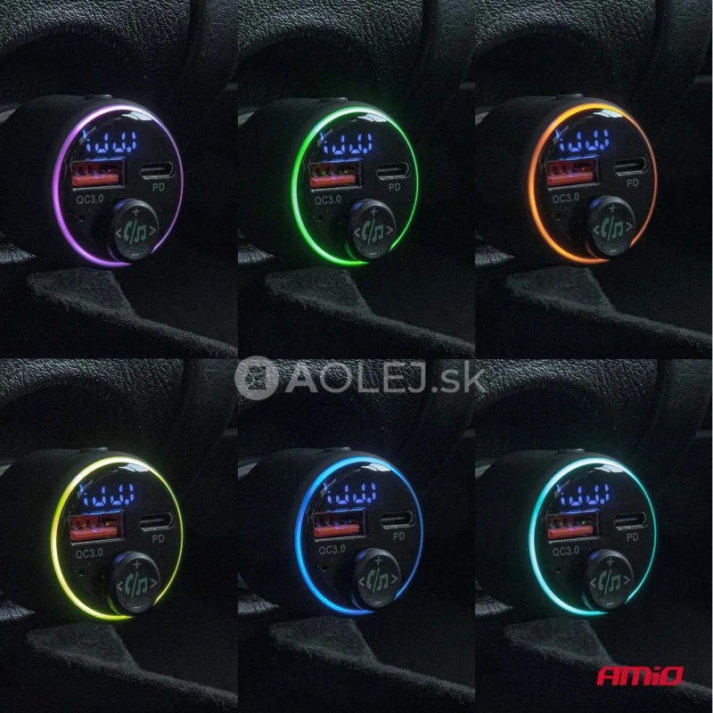 FM transmitter 1&times;USB-A 1&times;USB-C 12/24V AMiO-04655