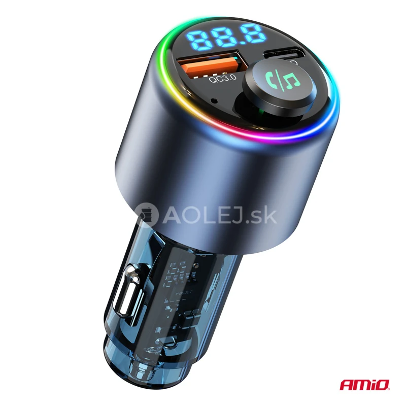 FM transmitter 1&times;USB-A 1&times;USB-C 12/24V AMiO-04655
