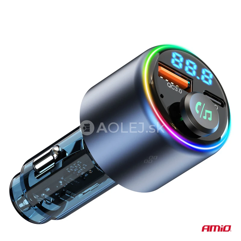 FM transmitter 1&times;USB-A 1&times;USB-C 12/24V AMiO-04655