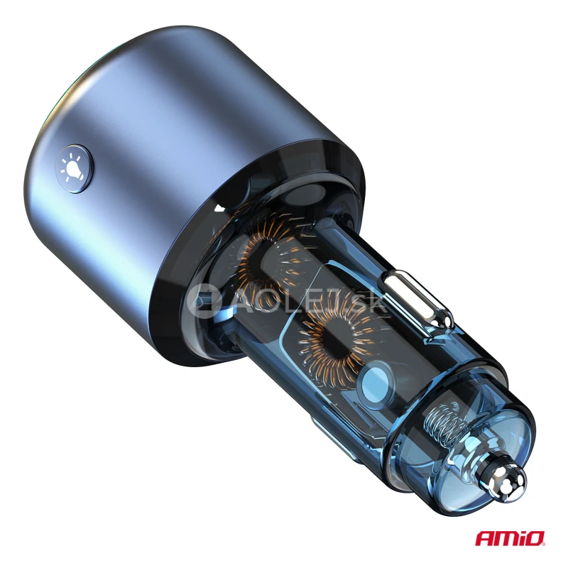 FM transmitter 1&times;USB-A 1&times;USB-C 12/24V AMiO-04655