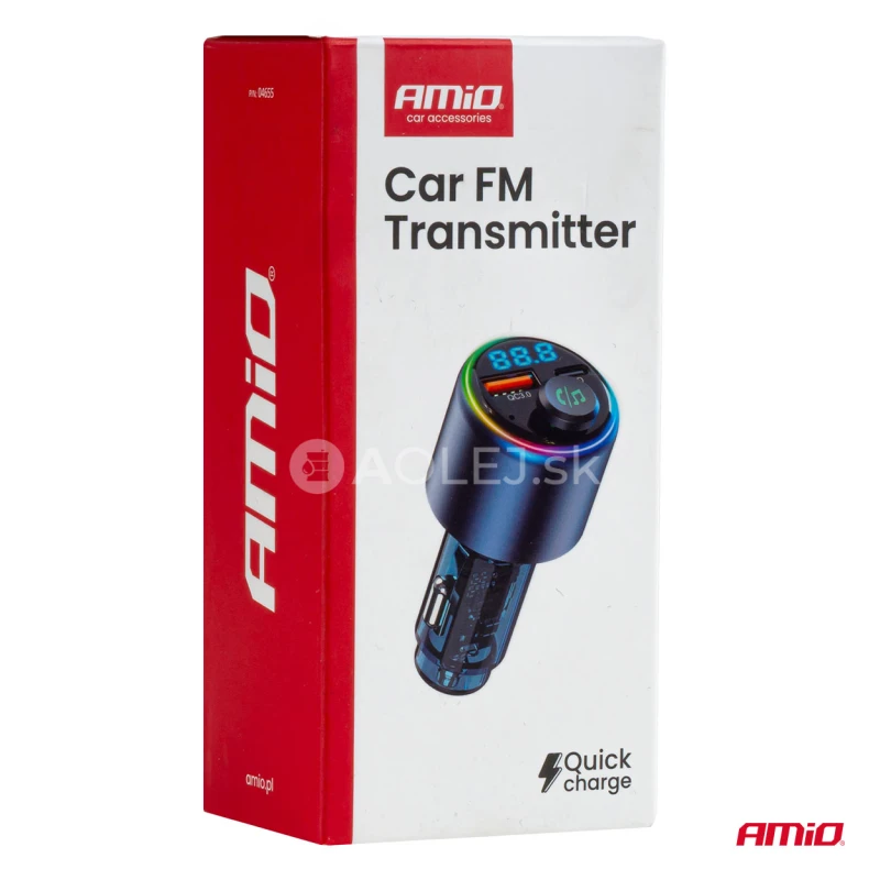 FM transmitter 1&times;USB-A 1&times;USB-C 12/24V AMiO-04655