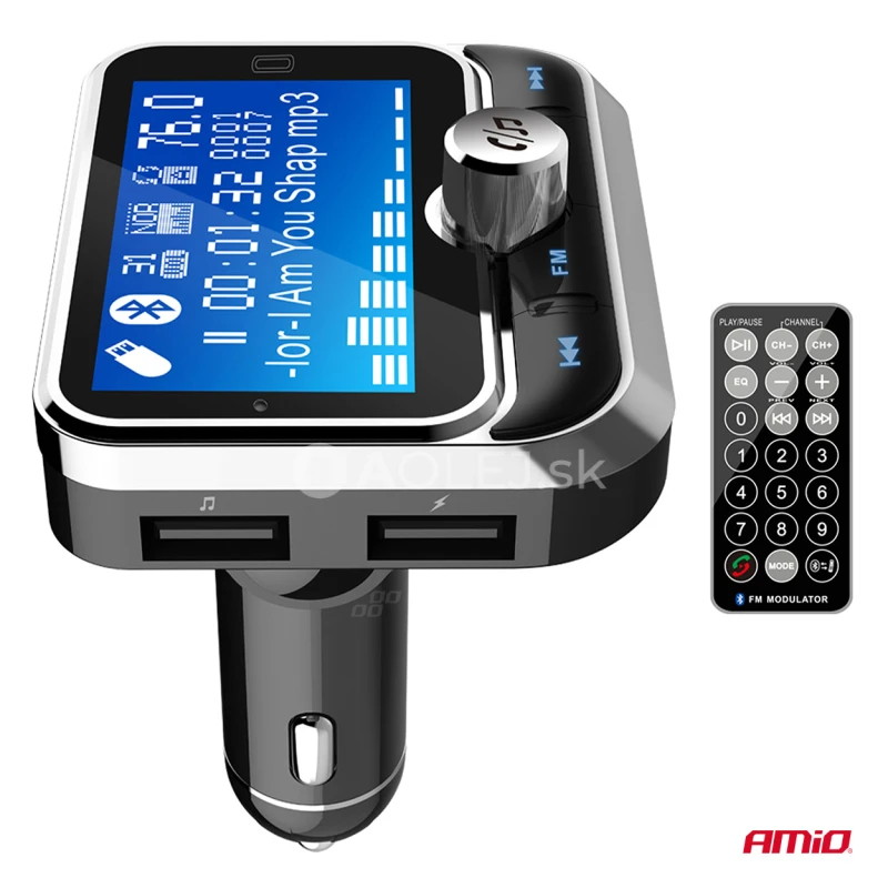FM transmitter 2&times;USB-A 12/24V AMiO-04657