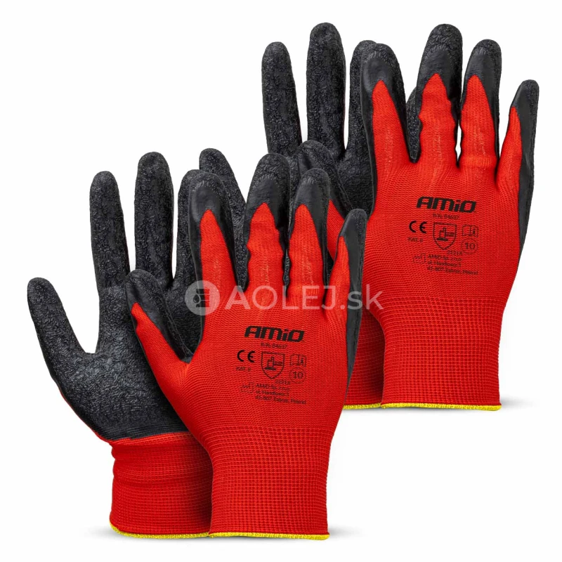 Ochrann&eacute; rukavice polyesterov&eacute;, potiahnut&eacute; latexom, veľkosť 10 (2 p&aacute;ry), trieda 2121X &ndash; AMiO-04637