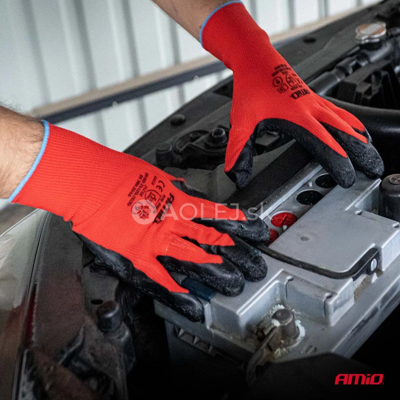 Ochrann&eacute; rukavice polyesterov&eacute;, potiahnut&eacute; latexom, veľkosť 10 (2 p&aacute;ry), trieda 2121X &ndash; AMiO-04637